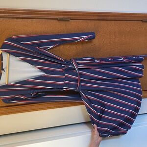 Navy Striped Wrap Dress